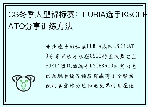 CS冬季大型锦标赛：FURIA选手KSCERATO分享训练方法