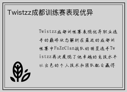 Twistzz成都训练赛表现优异