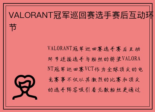 VALORANT冠军巡回赛选手赛后互动环节